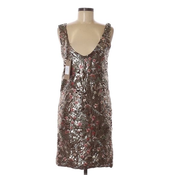 Carla Conti NWT Floral Sequin Sleeveless Cocktail Dress - Medium - Picture 1 of 9